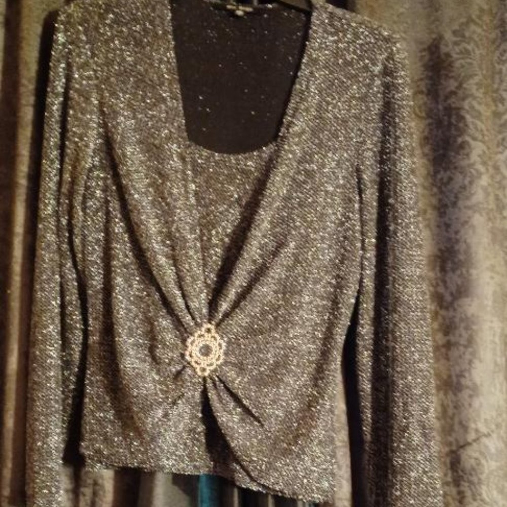 Long sleeve Black glittering formal blouse